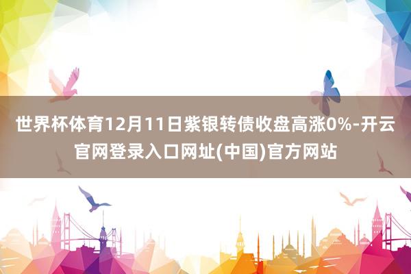 世界杯体育12月11日紫银转债收盘高涨0%-开云官网登录入口网址(中国)官方网站